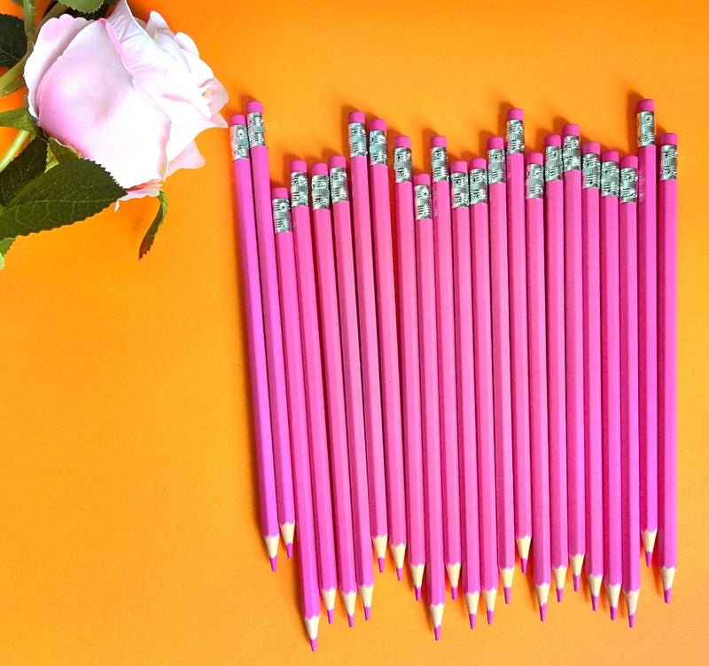Adhere 25pcs Checking Pencils Erasable colored Pencils Pre-Sharpened #2 HB,for Checking Tests Grading,Map Coloring, editing Office Favors,including a Free sharpener. (Pink) - Image 4